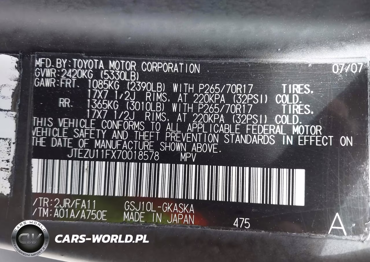 2007 Toyota Fj Cruiser VIN:JTEZU11FX70018578 - 9