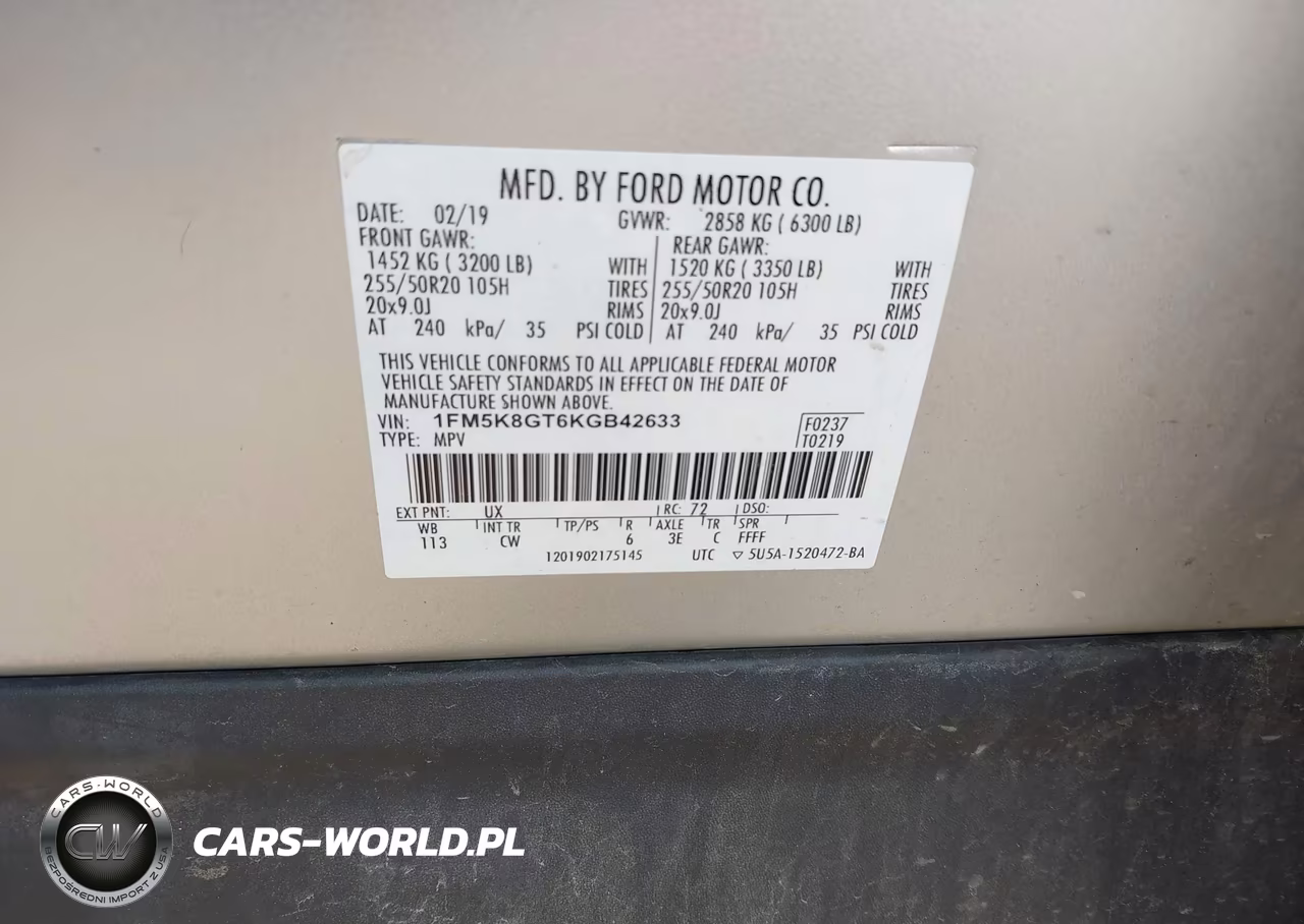 2019 Ford Explorer Sport VIN:1FM5K8GT6KGB42633 - 9