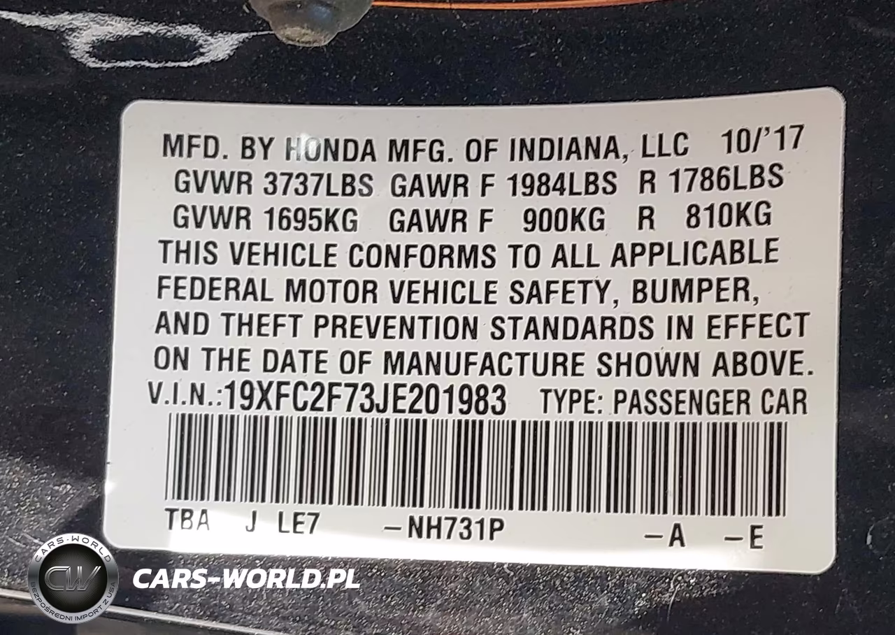 2018 Honda Civic Ex VIN:19XFC2F73JE201983 - 9