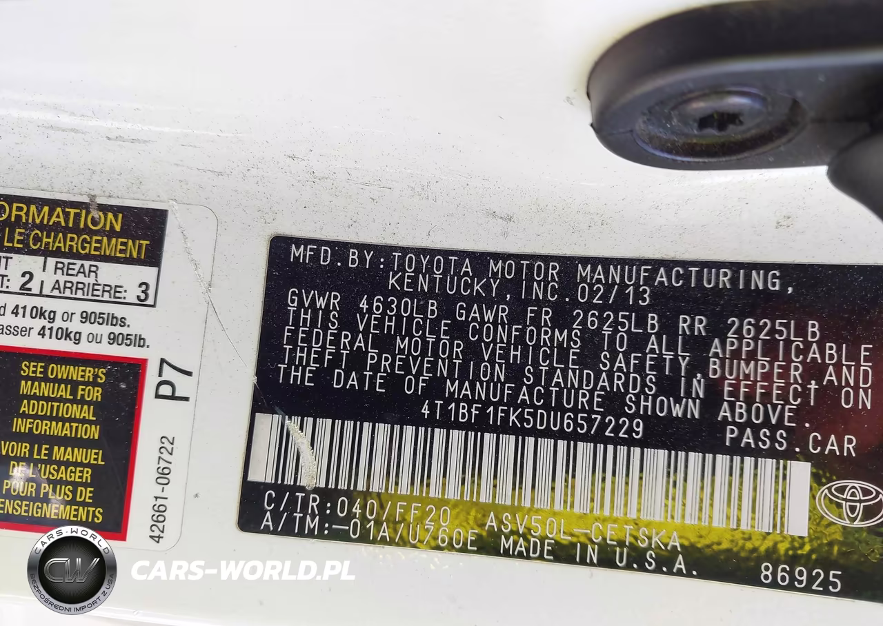 2013 Toyota Camry Se VIN:4T1BF1FK5DU657229 - 9