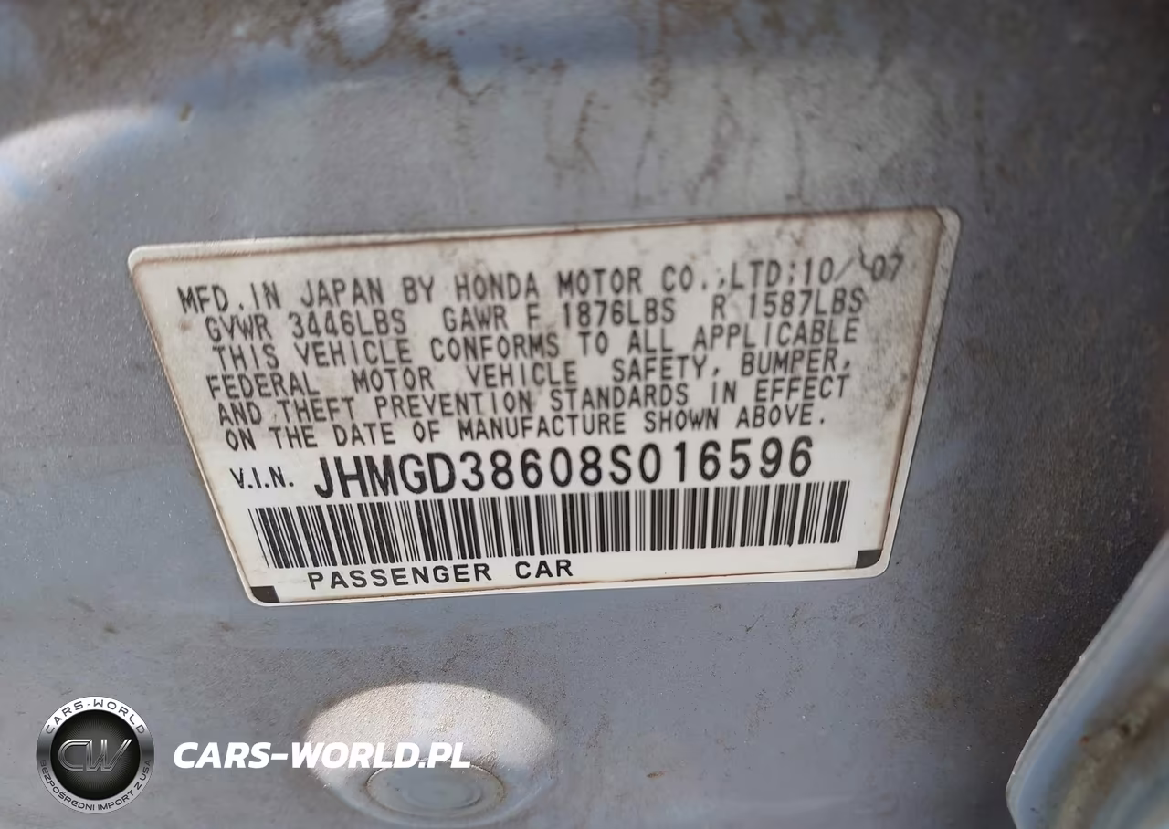 2008 Honda Fit Sport VIN:JHMGD38608S016596 - 9