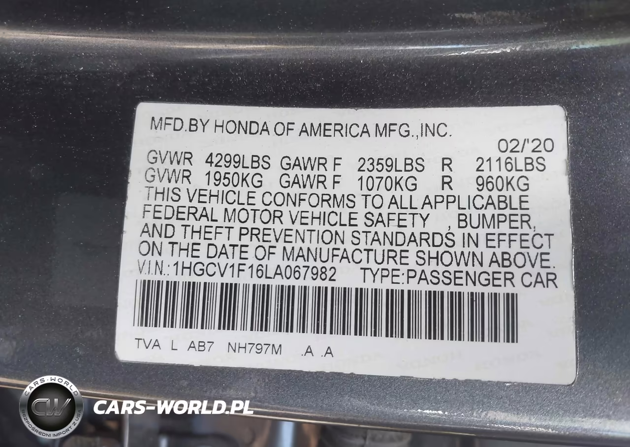2020 Honda Accord Lx VIN:1HGCV1F16LA067982 - 9