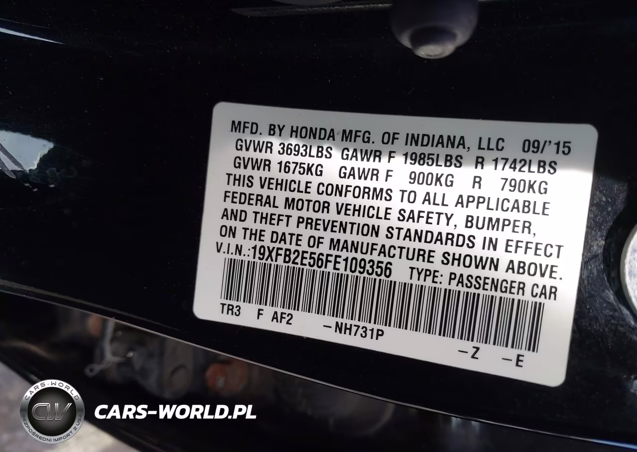 2015 Honda Civic Lx VIN:19XFB2E56FE109356 - 9