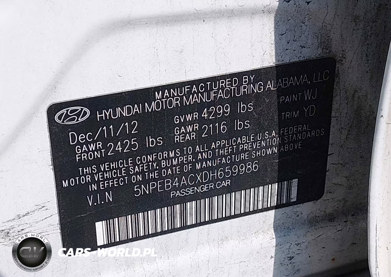 2013 Hyundai Sonata Gls VIN:5NPEB4ACXDH659986 - 9