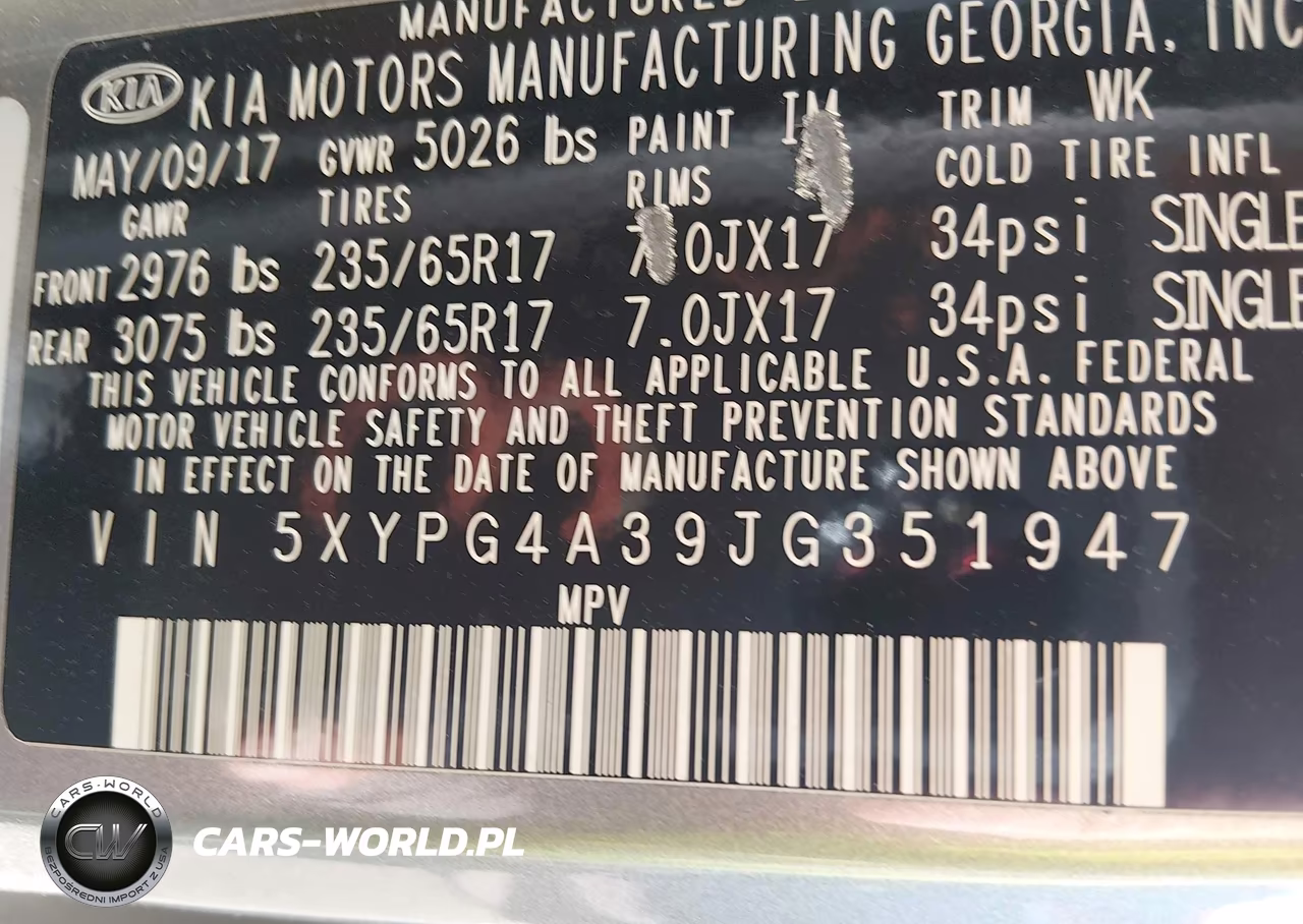 2018 Kia Sorento 2.4L Lx VIN:5XYPG4A39JG351947 - 9