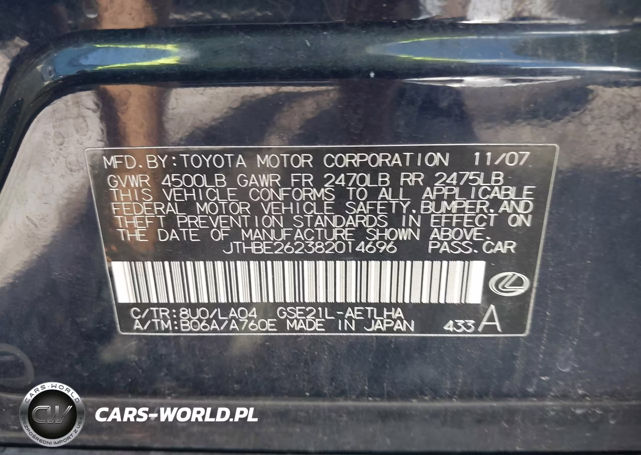 2008 Lexus Is 350 VIN:JTHBE262382014696 - 9