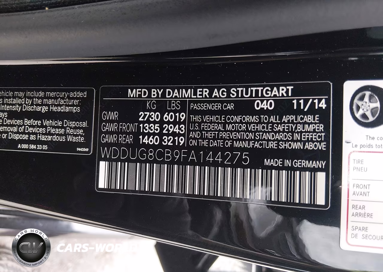 2015 Mercedes-Benz S 550 VIN:WDDUG8CB9FA144275 - 9