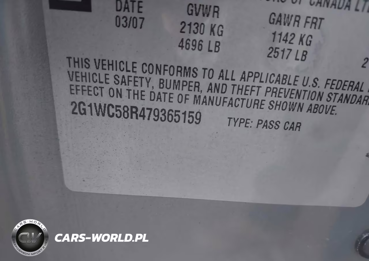 2007 Chevrolet Impala 3.9L Lt VIN:2G1WC58R479365159 - 9