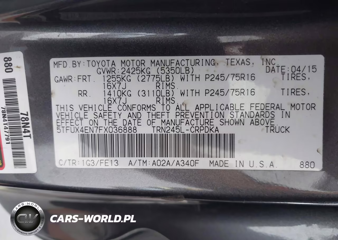 2015 Toyota Tacoma VIN:5TFUX4EN7FX036888 - 9