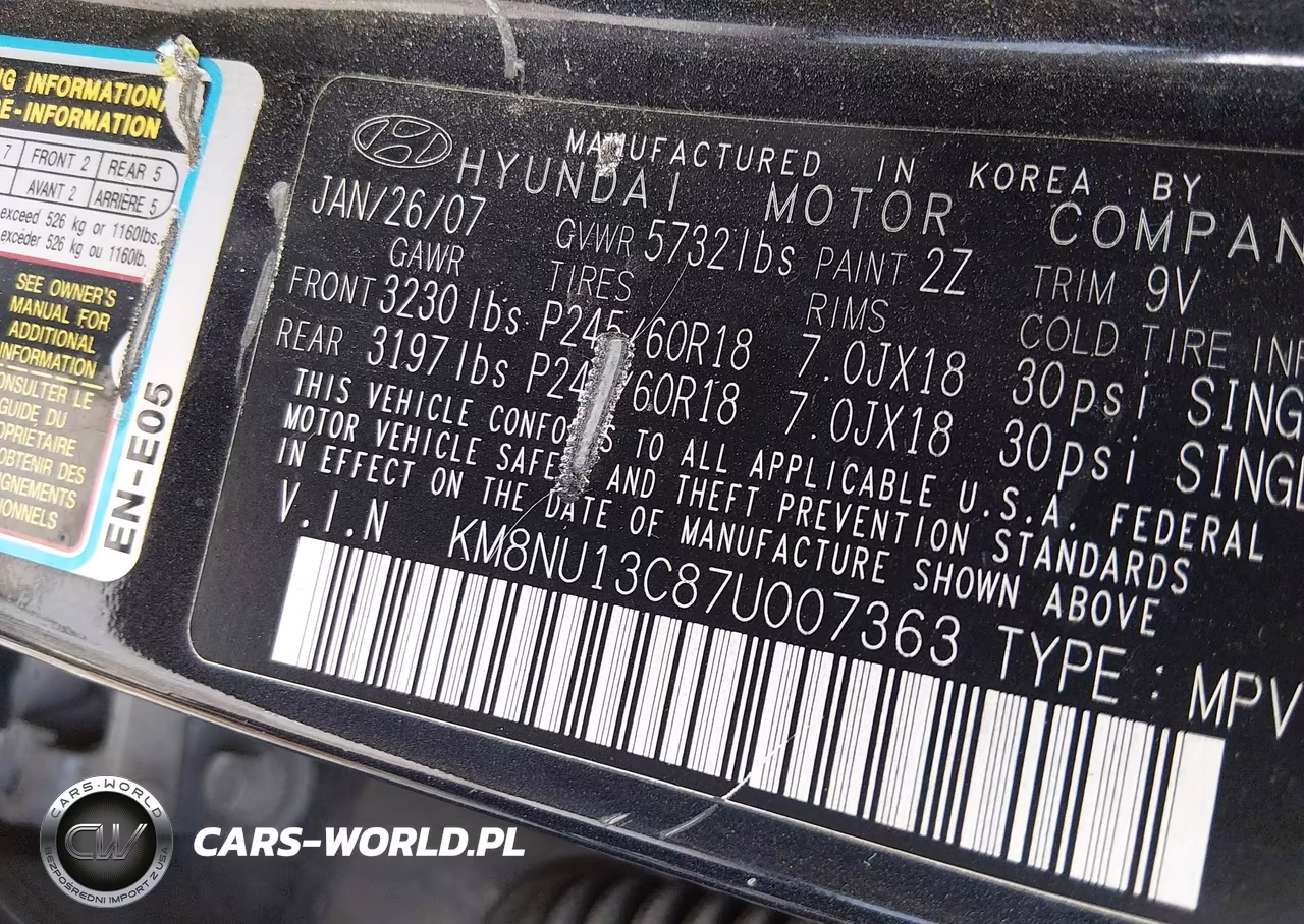 2007 Hyundai Veracruz Gls-Limited-Se VIN:KM8NU13C87U007363 - 9