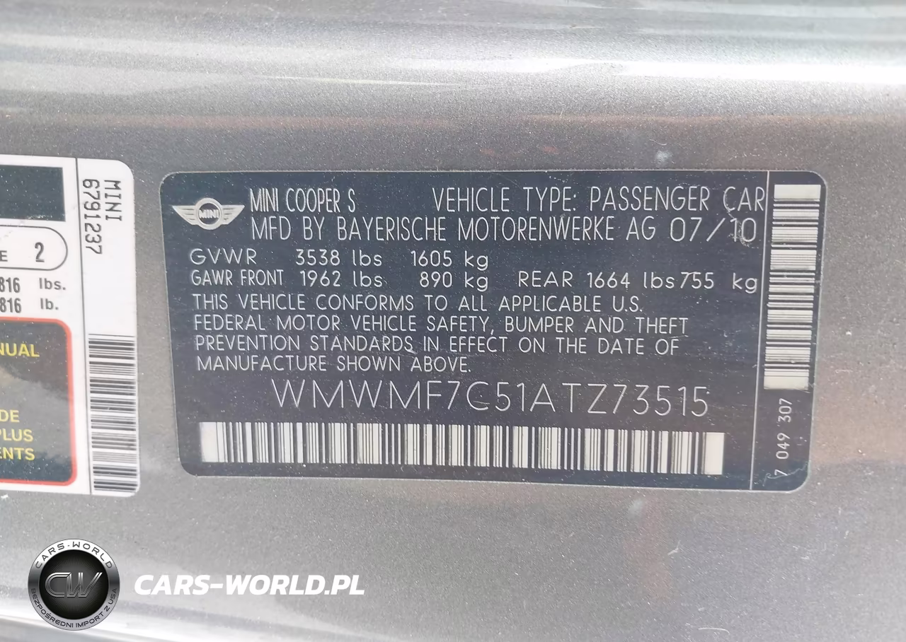 2010 Mini Cooper S VIN:WMWMF7C51ATZ73515 - 9
