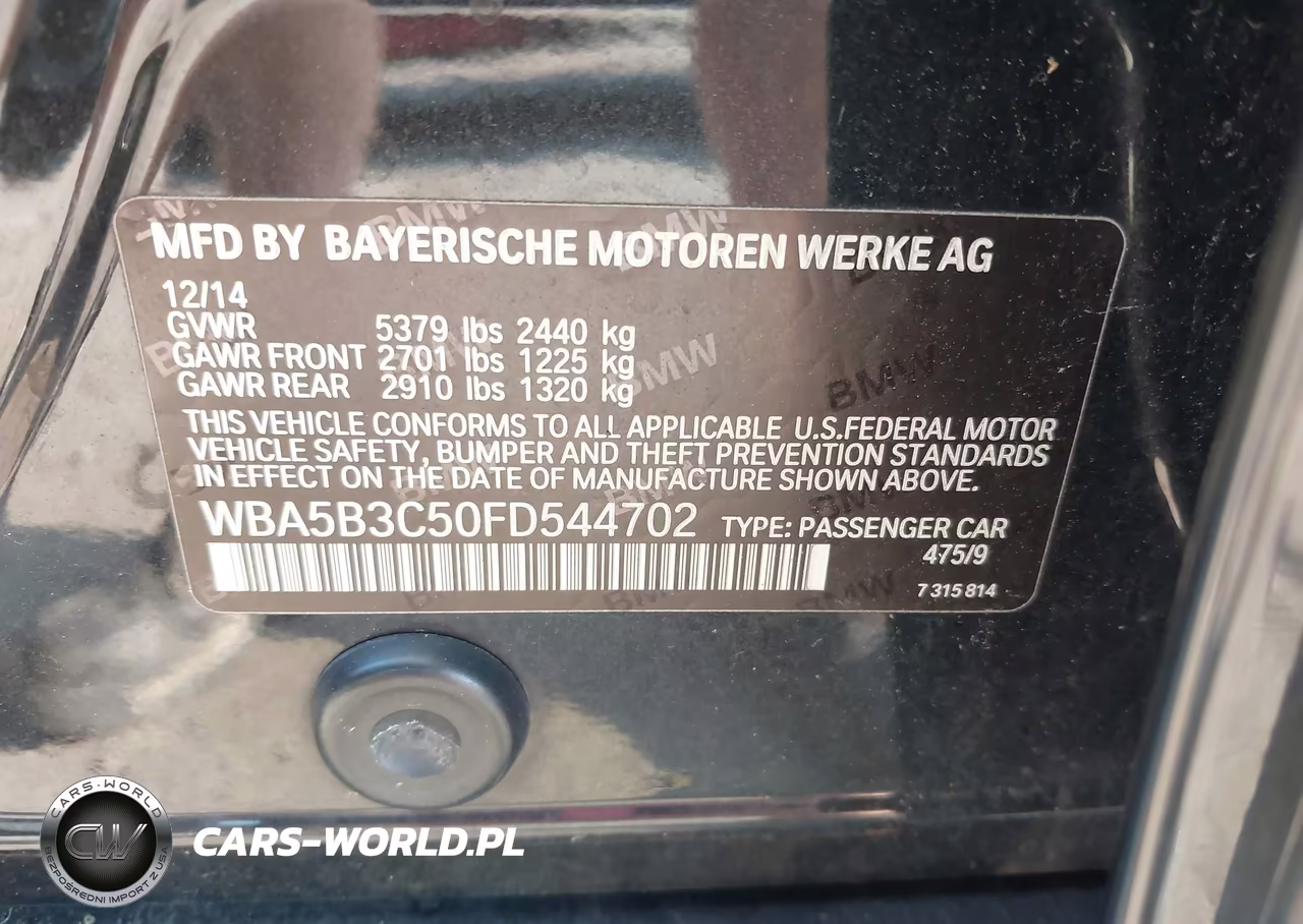 2015 BMW 535I xDrive VIN:WBA5B3C50FD544702 - 9