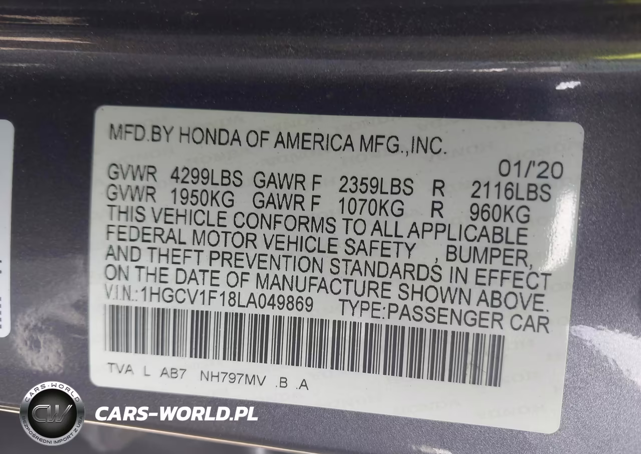 2020 Honda Accord Lx VIN:1HGCV1F18LA049869 - 9
