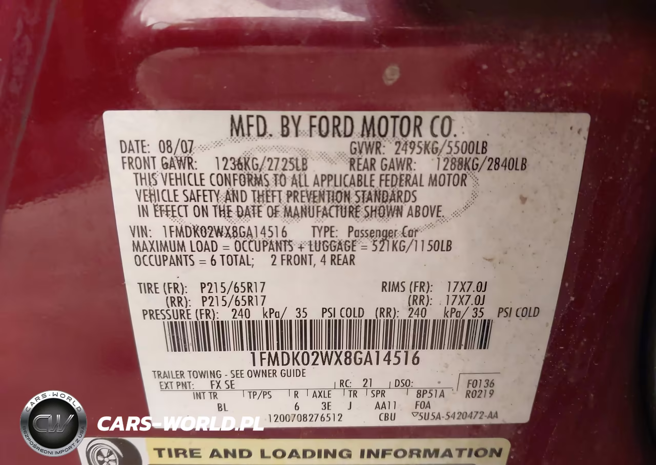 2008 Ford Taurus X Sel VIN:1FMDK02WX8GA14516 - 9