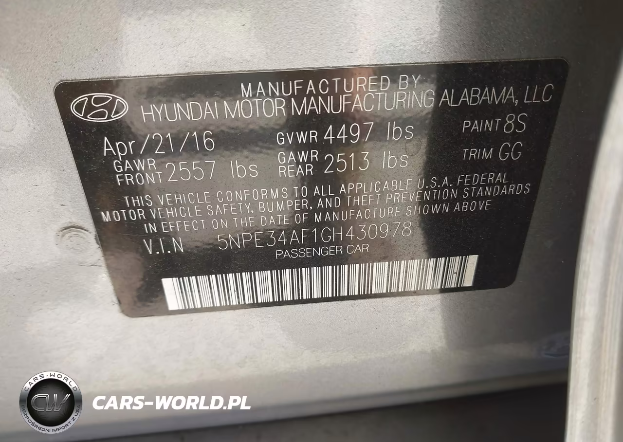 2016 Hyundai Sonata Sport VIN:5NPE34AF1GH430978 - 9