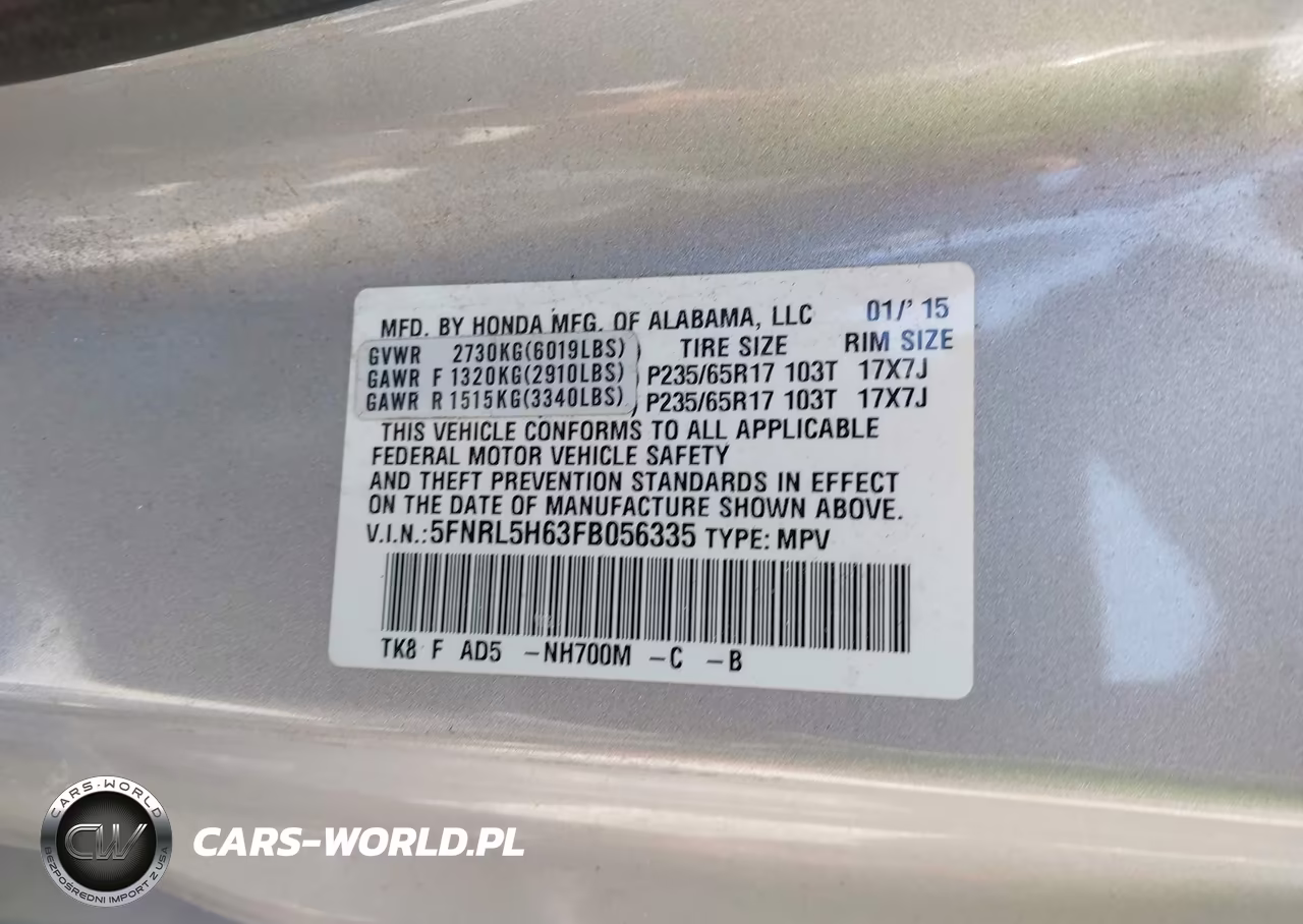 2015 Honda Odyssey Ex-L VIN:5FNRL5H63FB056335 - 9
