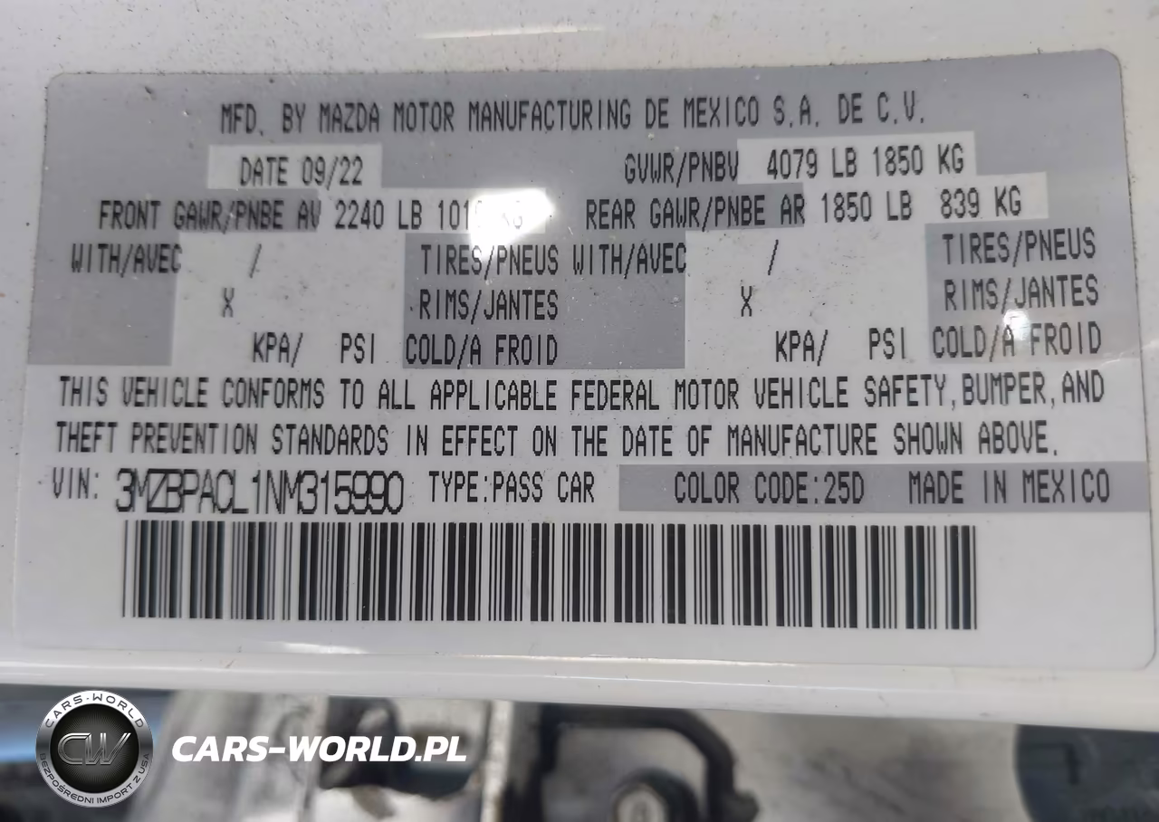 2022 Mazda Mazda3 Preferred VIN:3MZBPACL1NM315990 - 9