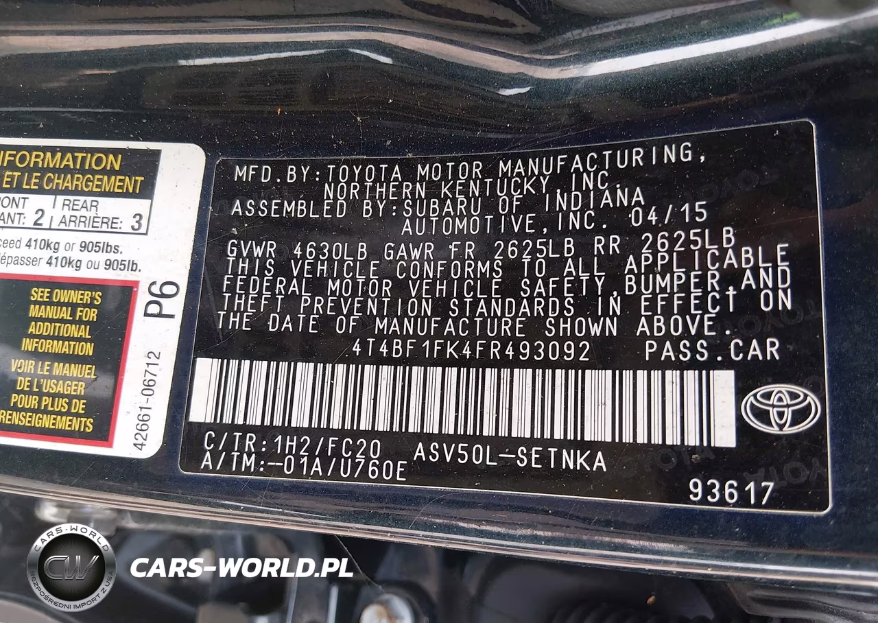 2015 Toyota Camry Le VIN:4T4BF1FK4FR493092 - 9