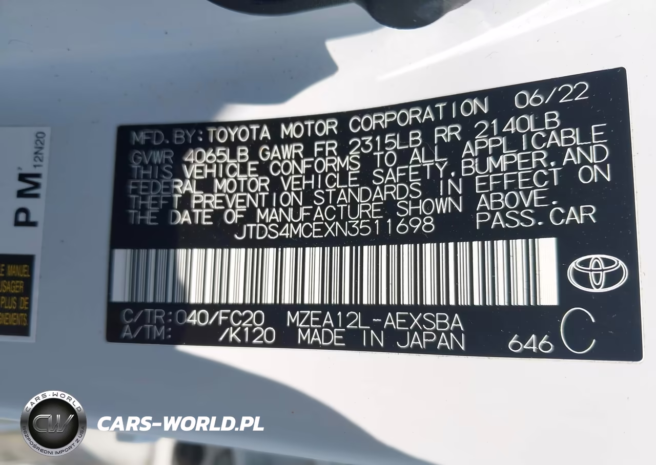 2022 Toyota Corolla Se VIN:JTDS4MCEXN3511698 - 9