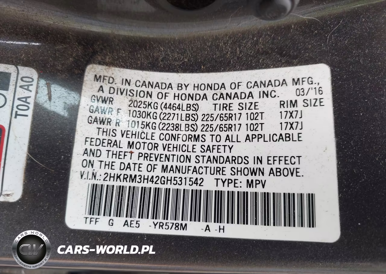 2016 Honda Cr-V Se VIN:2HKRM3H42GH531542 - 9