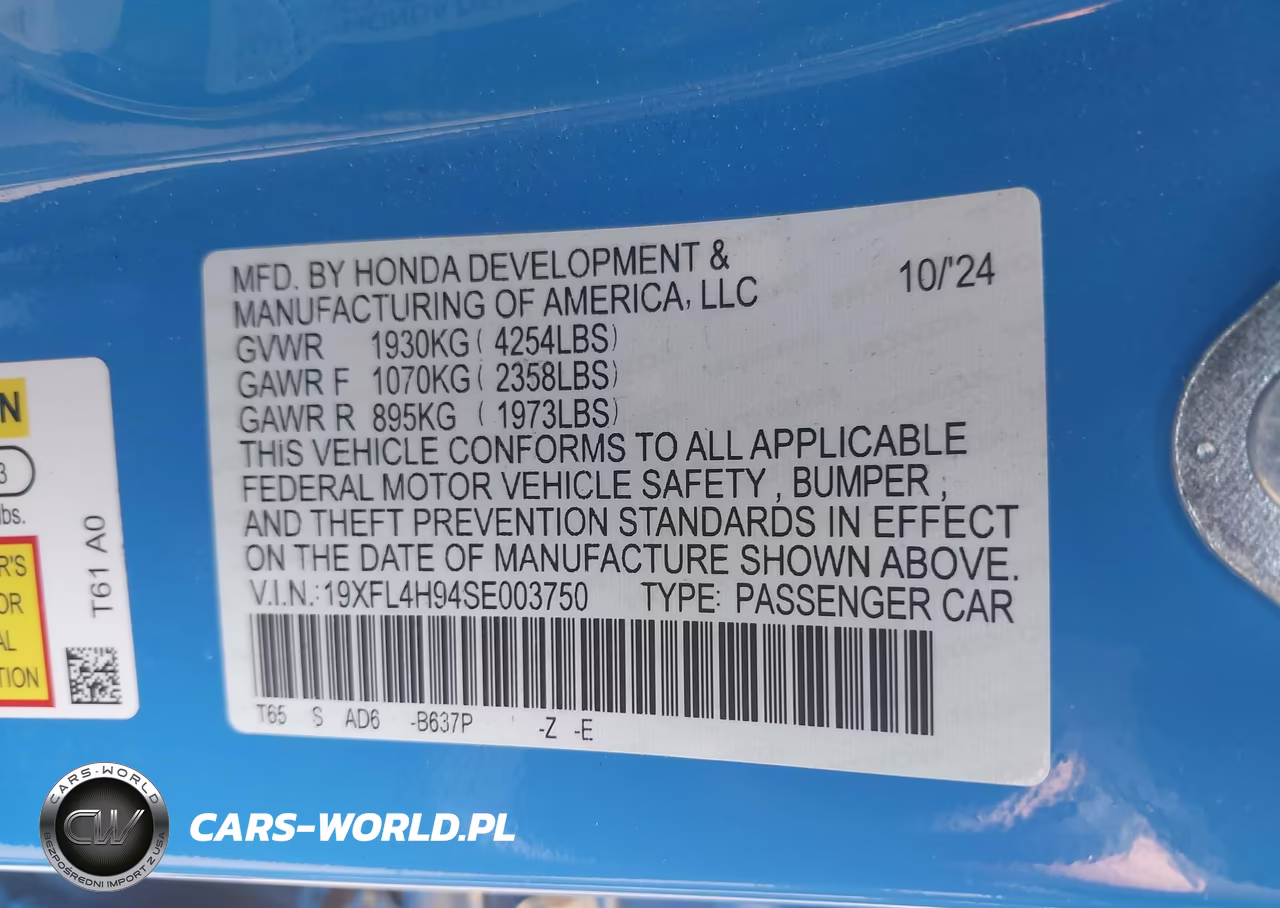 2025 Honda Civic Hybrid Sport Touring VIN:19XFL4H94SE003750 - 9