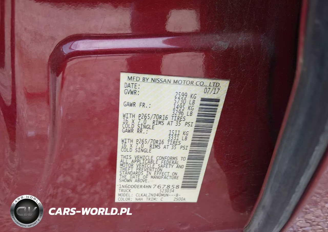 2017 Nissan Frontier Sv VIN:1N6DD0ER4HN767858 - 9