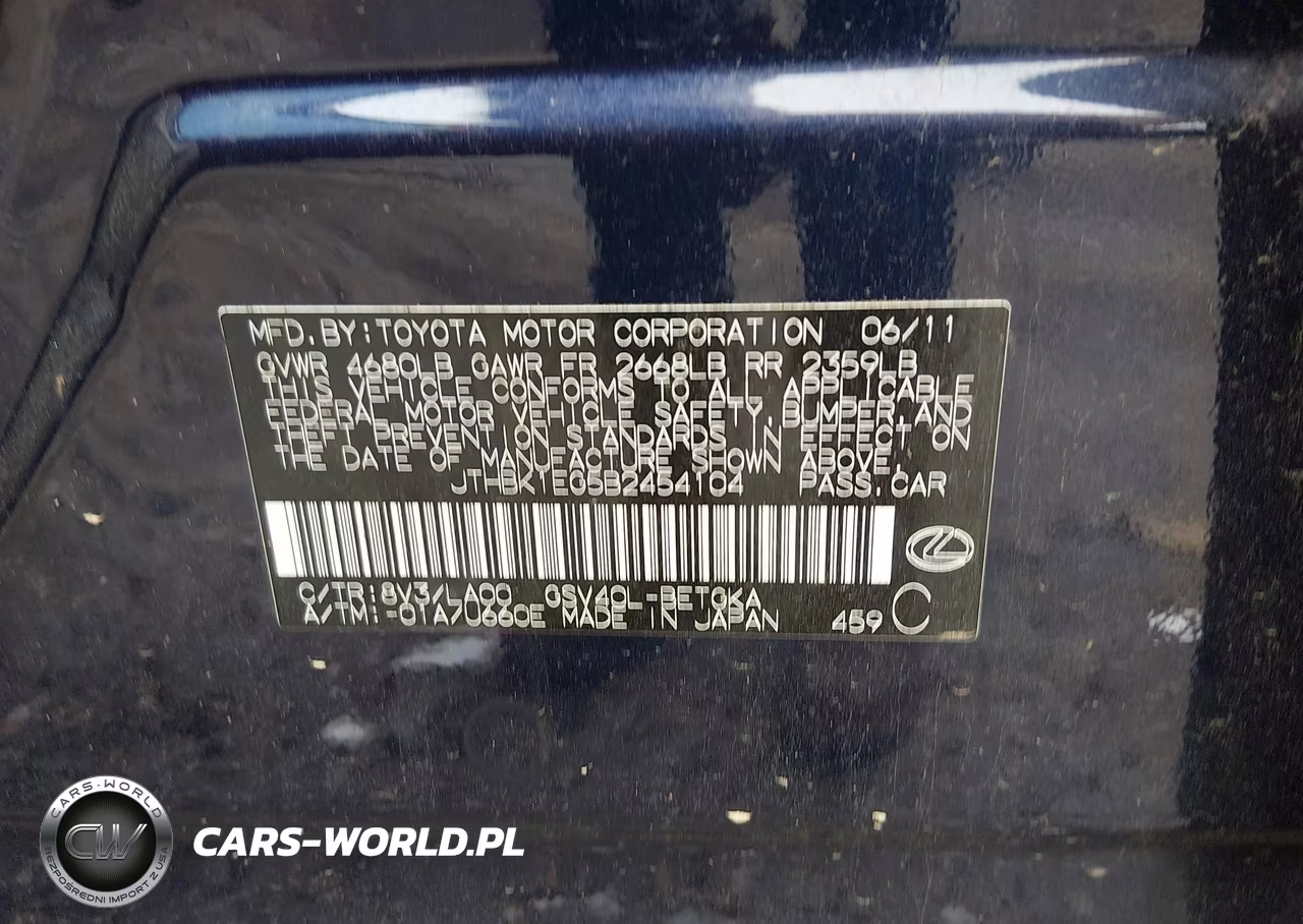 2011 Lexus Es 350 VIN:JTHBK1EG5B2454104 - 9