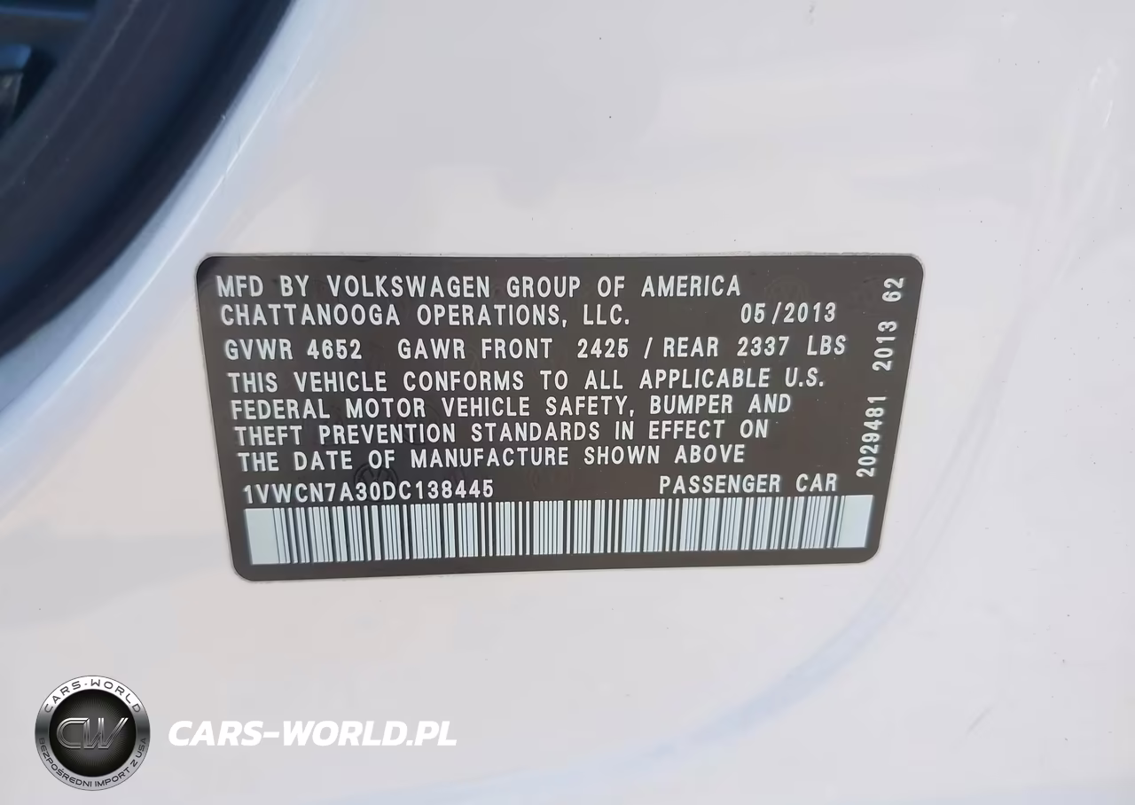 2013 Volkswagen Passat 2.0L Tdi Sel Premium VIN:1VWCN7A30DC138445 - 9