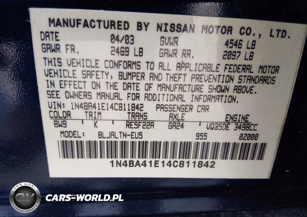 2004 Nissan Maxima 3.5 Se VIN:1N4BA41E14C811842 - 9