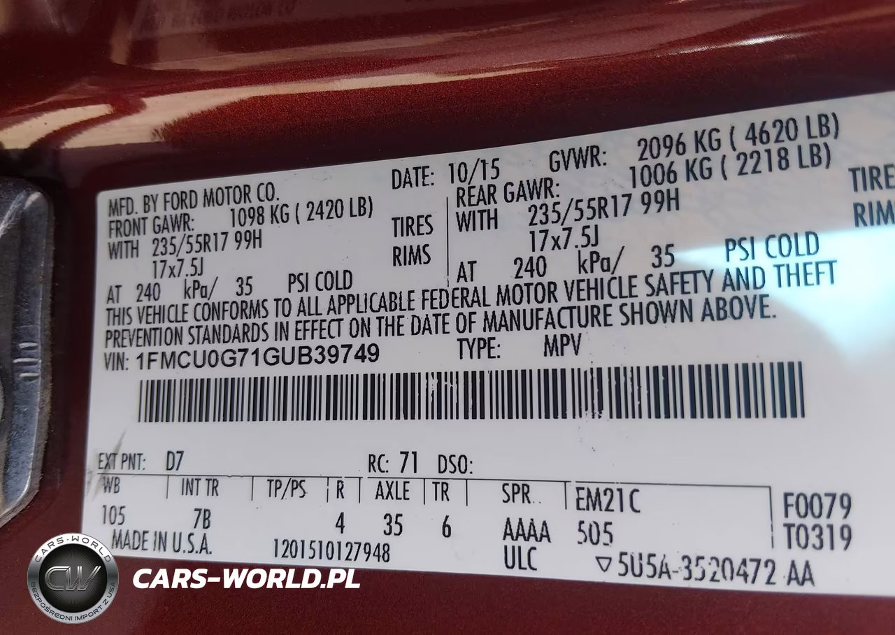 2016 Ford Escape Se VIN:1FMCU0G71GUB39749 - 9