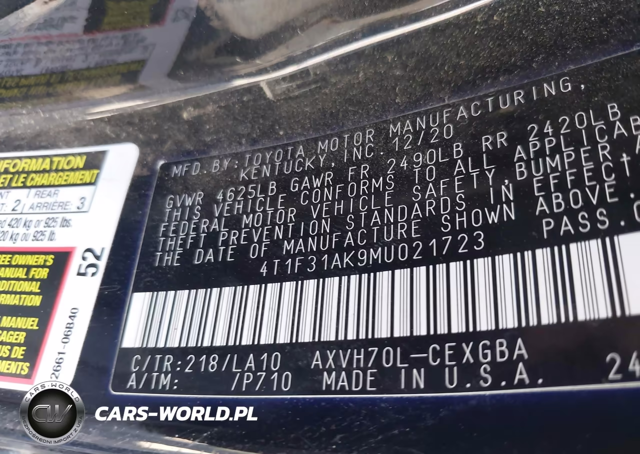 2021 Toyota Camry Xle Hybrid VIN:4T1F31AK9MU021723 - 9