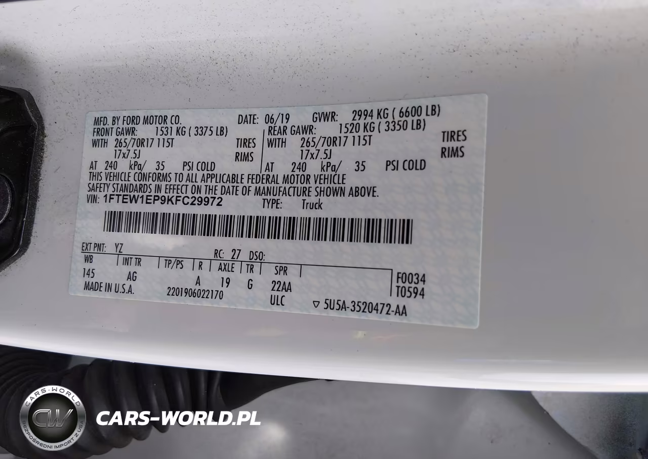 2019 Ford F-150 Xl VIN:1FTEW1EP9KFC29972 - 9