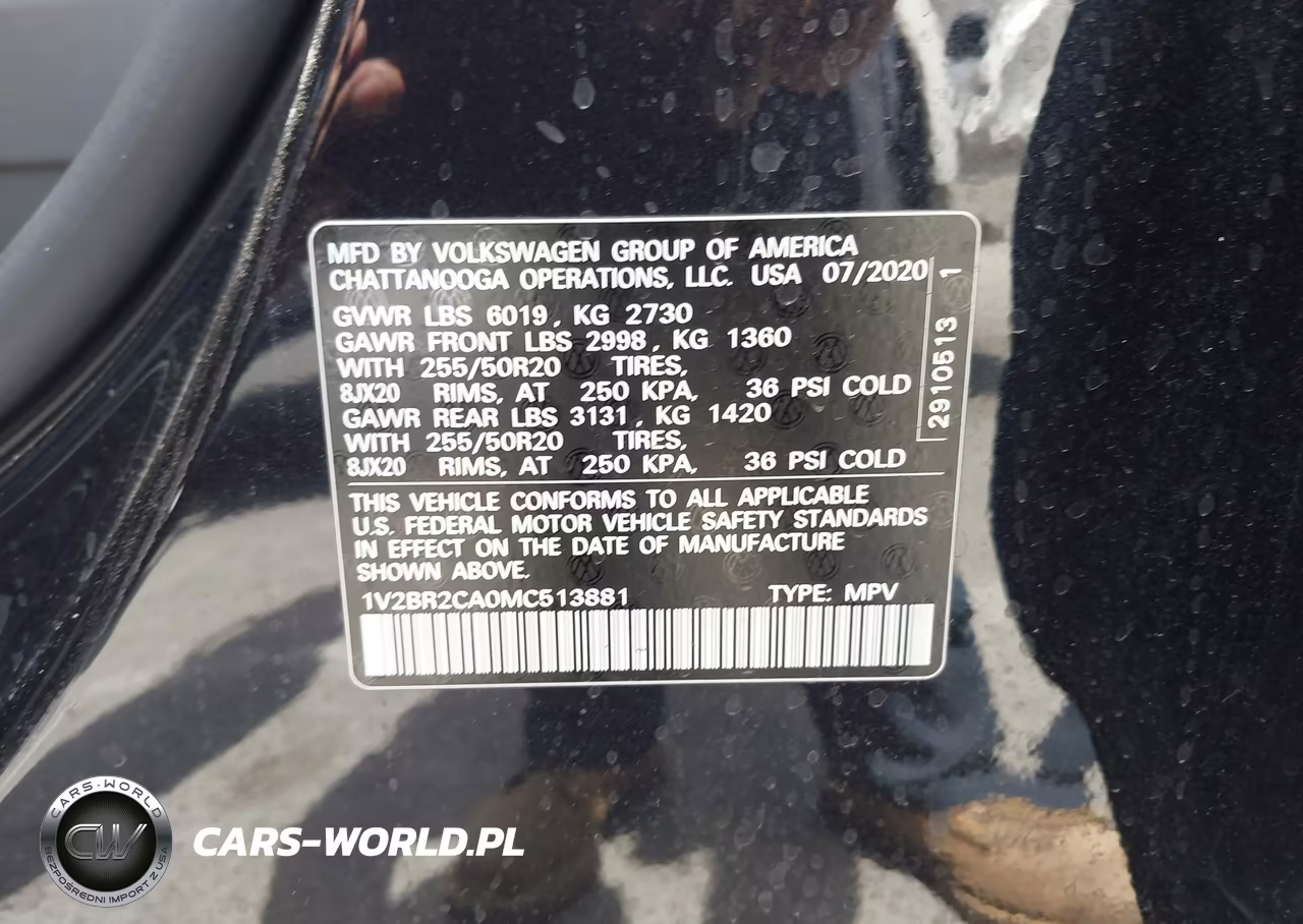 2021 Volkswagen Atlas 3.6L V6 Sel VIN:1V2BR2CA0MC513881 - 9