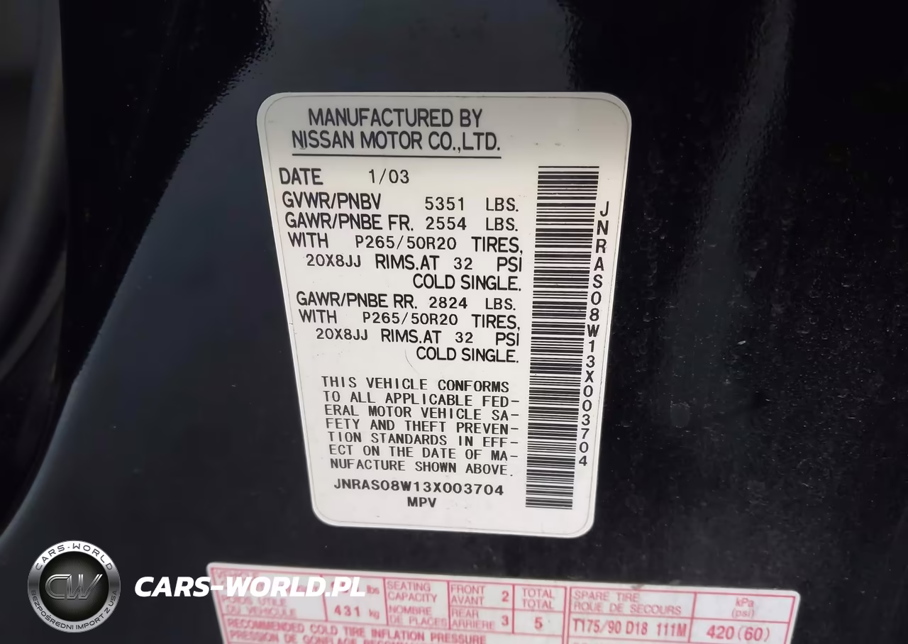 2003 Infiniti Fx35 VIN:JNRAS08W13X003704 - 9