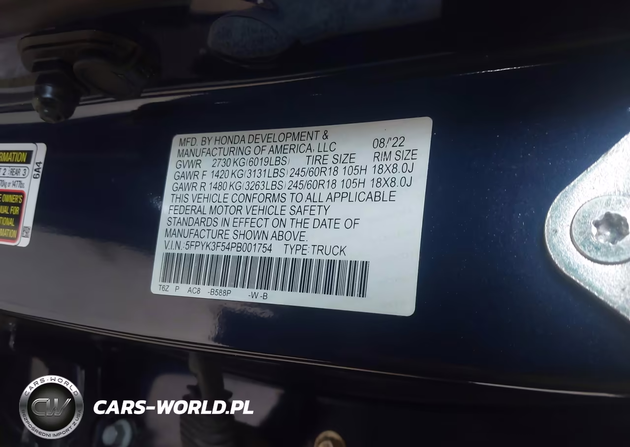 2023 Honda Ridgeline Rtl VIN:5FPYK3F54PB001754 - 9