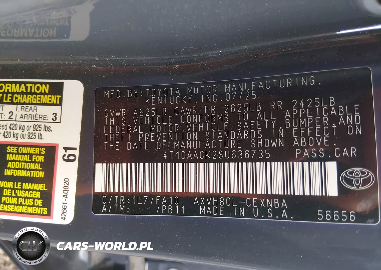 2025 Toyota Camry Le VIN:4T1DAACK2SU636735 - 9
