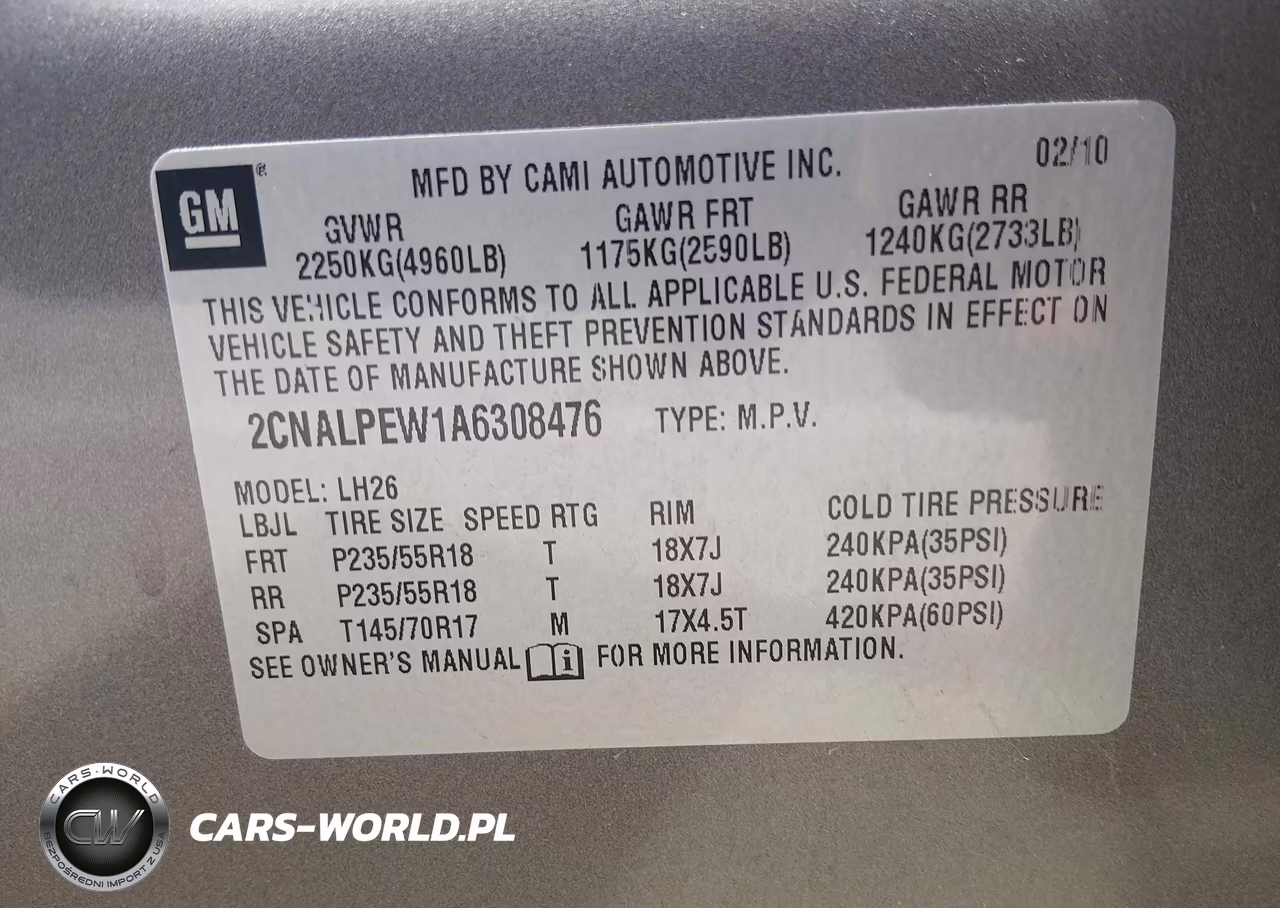 2010 Chevrolet Equinox Lt VIN:2CNALPEW1A6308476 - 9