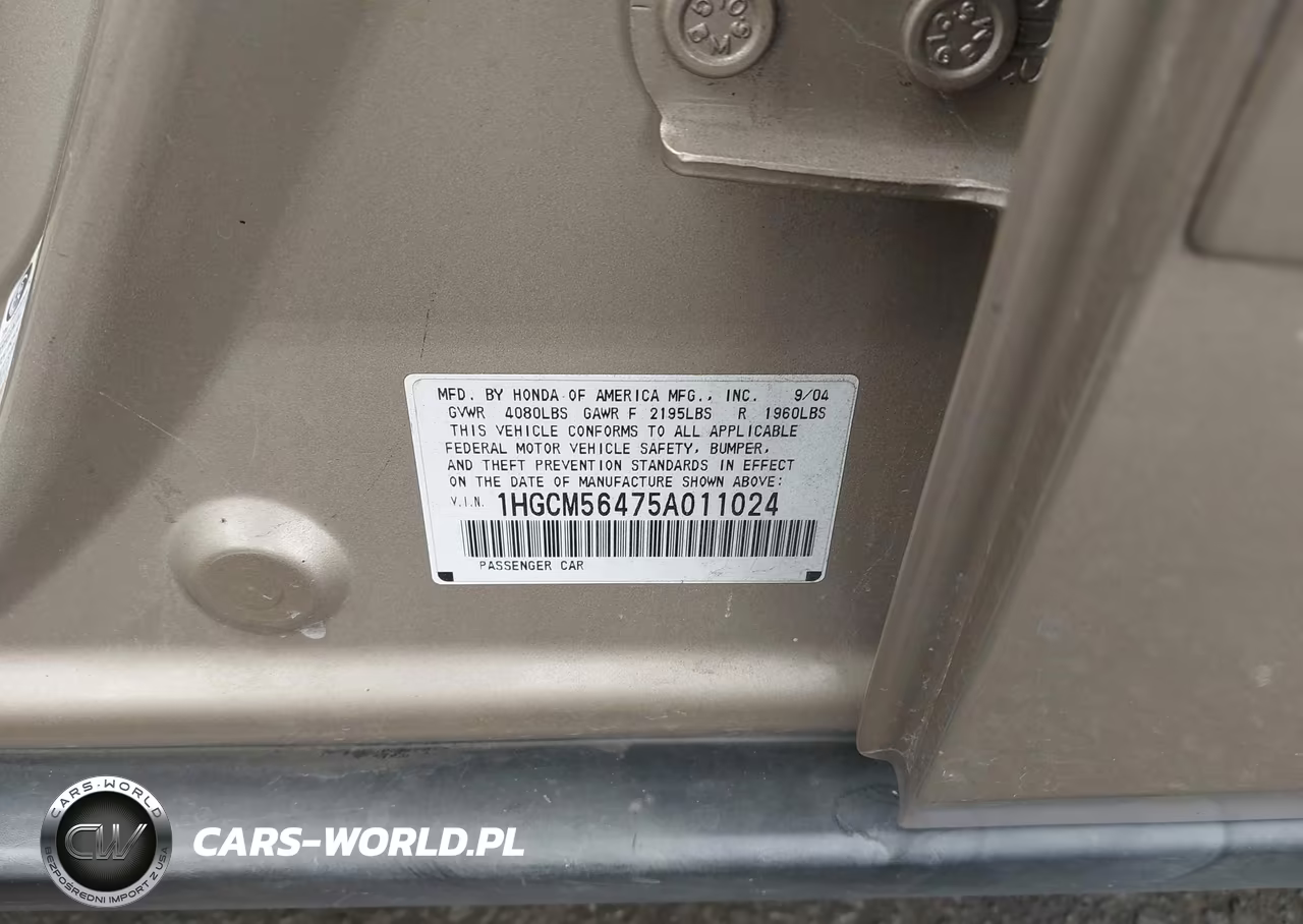 2005 Honda Accord 2.4 Lx VIN:1HGCM56475A011024 - 9