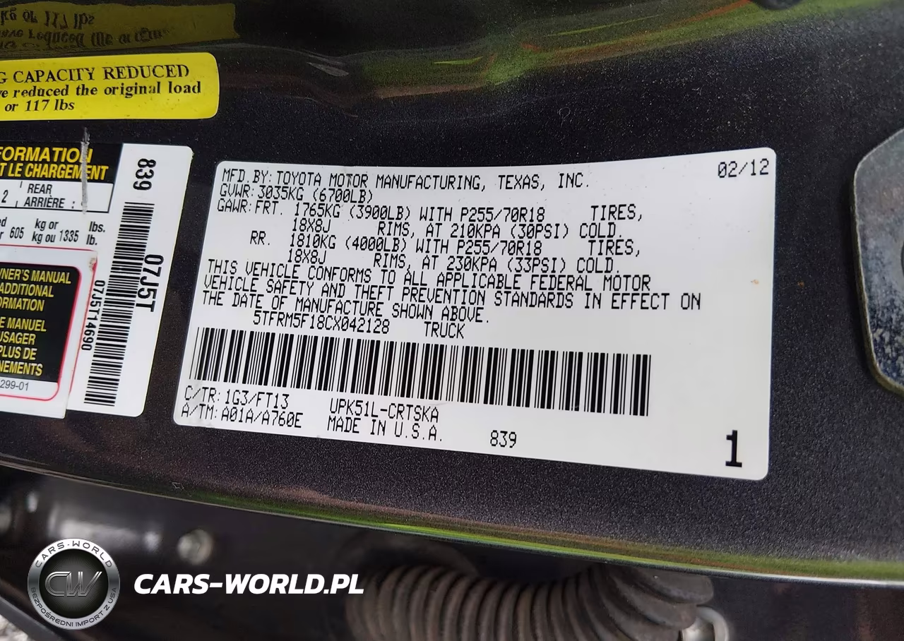 2012 Toyota Tundra Grade 4.6L V8 VIN:5TFRM5F18CX042128 - 9