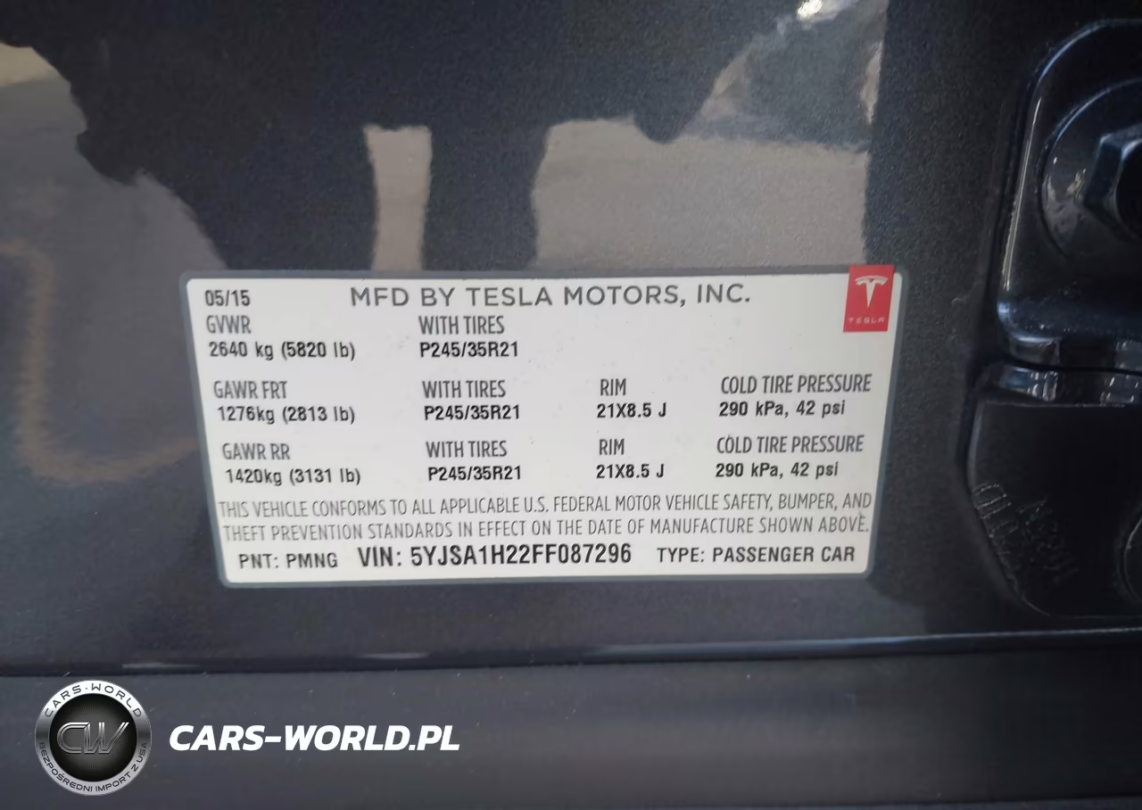 2015 Tesla Model S 70D-85D-P85D VIN:5YJSA1H22FF087296 - 9