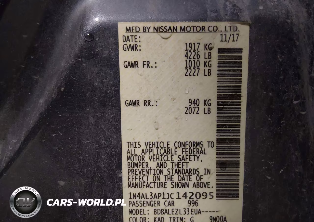 NISSAN ALTIMA 2.5 VIN:1N4AL3AP1JC142095 - 9