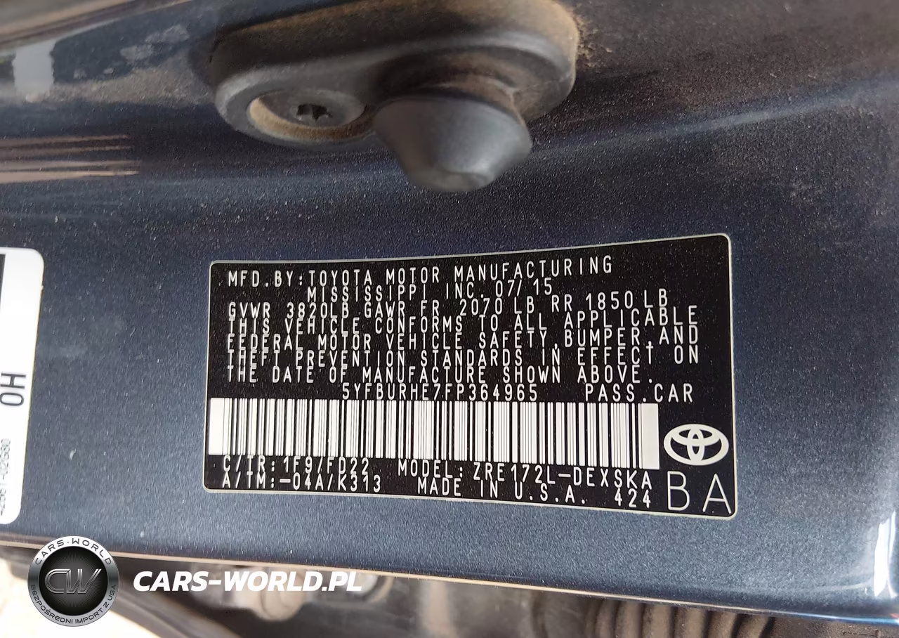 2015 Toyota Corolla S Plus VIN:5YFBURHE7FP364965 - 9