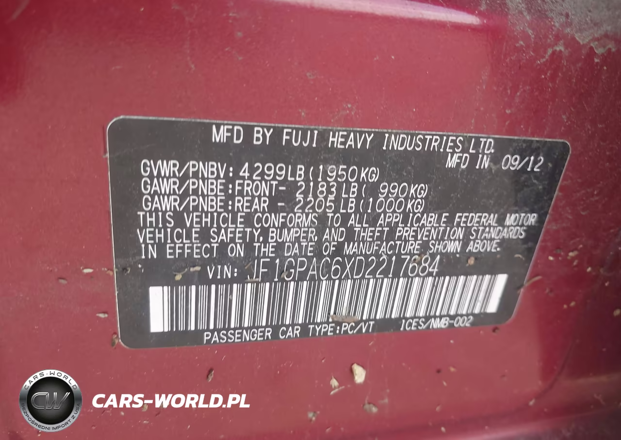 2013 Subaru Impreza 2.0I Premium VIN:JF1GPAC6XD2217684 - 9