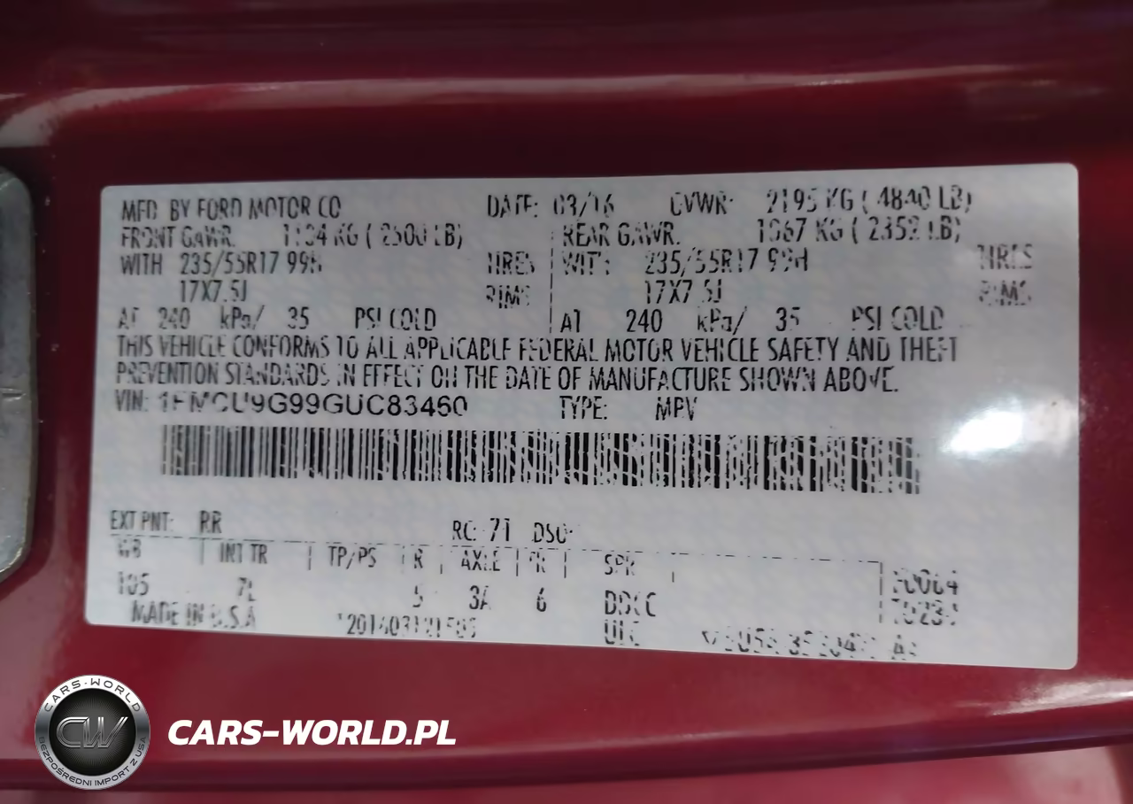 2016 Ford Escape Se VIN:1FMCU9G99GUC83460 - 9