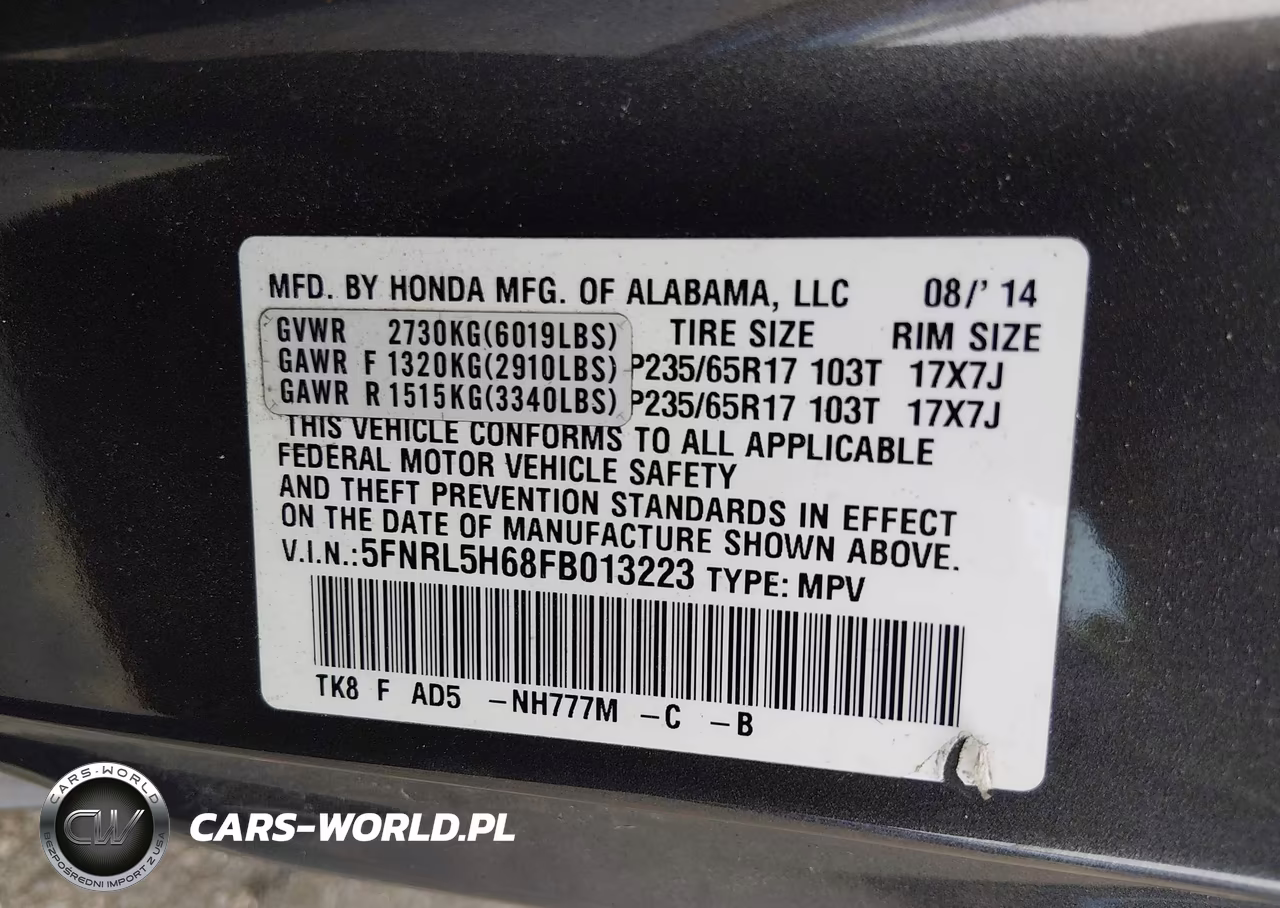 2015 Honda Odyssey Ex-L VIN:5FNRL5H68FB013223 - 9