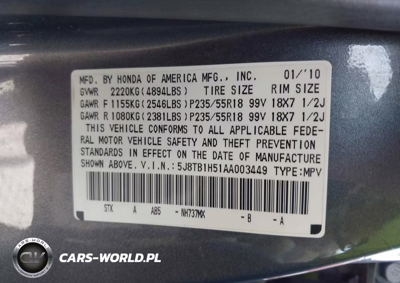 2010 Acura Rdx VIN:5J8TB1H51AA003449 - 9