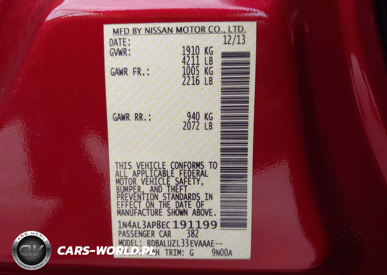 2014 Nissan Altima 2.5 Sv VIN:1N4AL3AP8EC191199 - 9