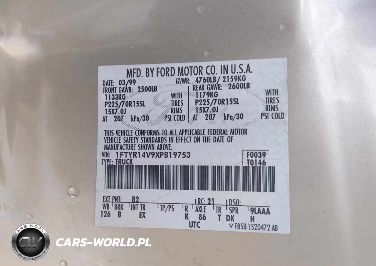 1999 Ford Ranger Xl-Xlt VIN:1FTYR14V9XPB19753 - 9