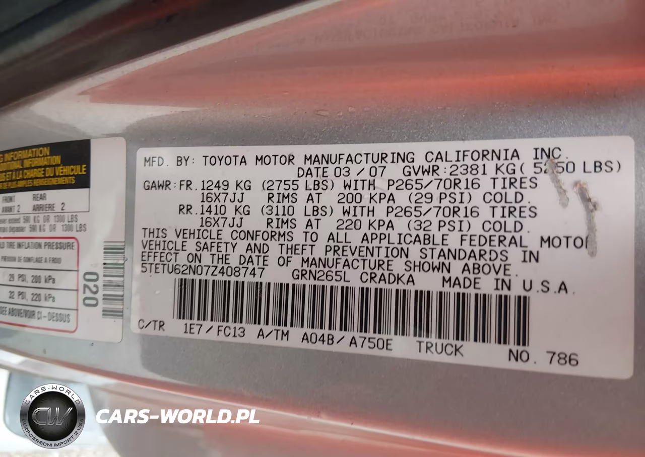 2007 Toyota Tacoma Prerunner V6 VIN:5TETU62N07Z408747 - 9