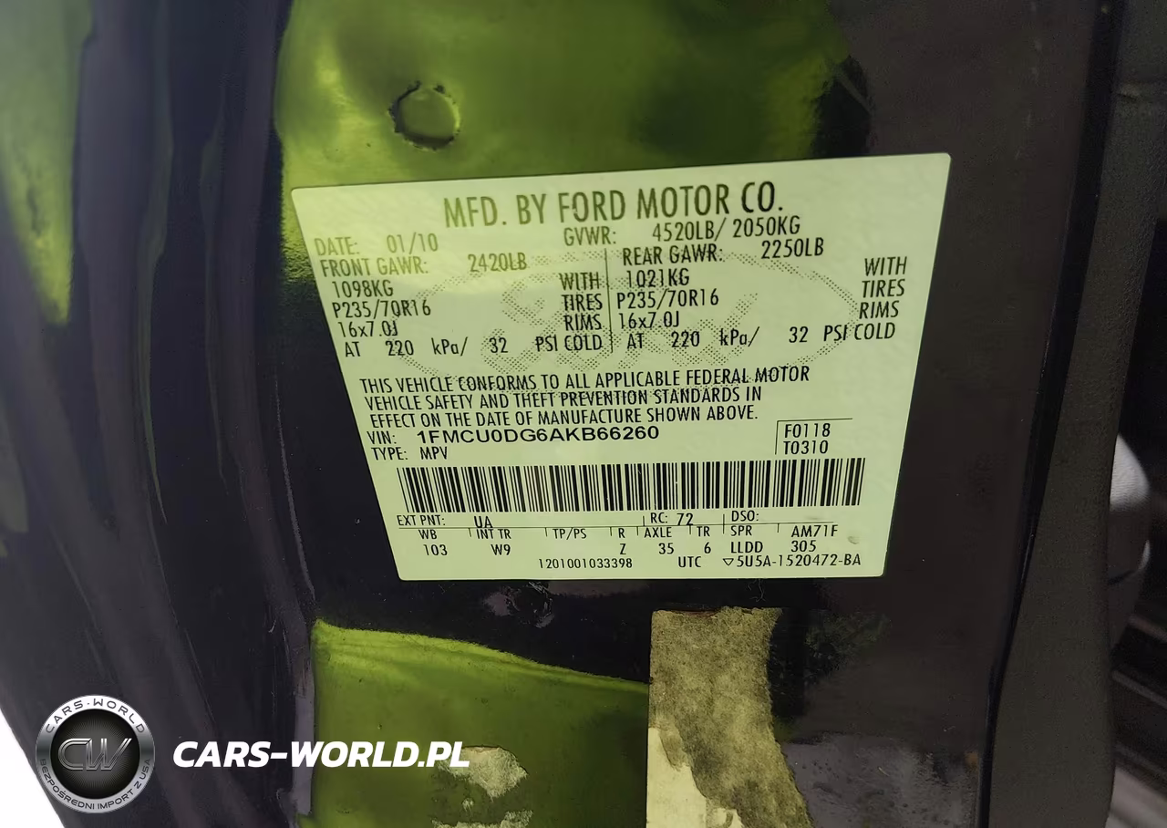 2010 Ford Escape Xlt VIN:1FMCU0DG6AKB66260 - 9